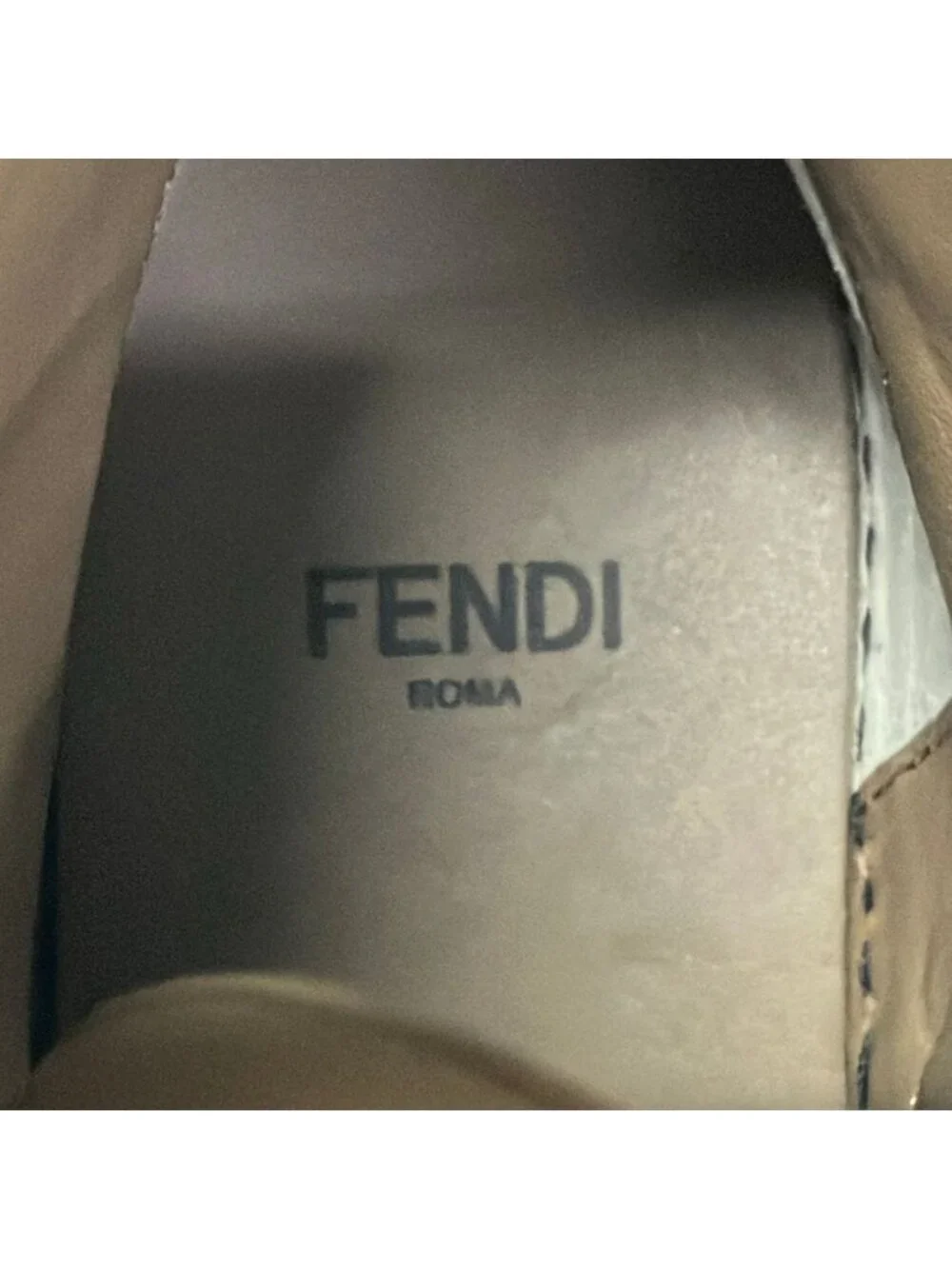 Fendi Short Boots 36 Khaki Light Brown Black Zucca Pattern Leather